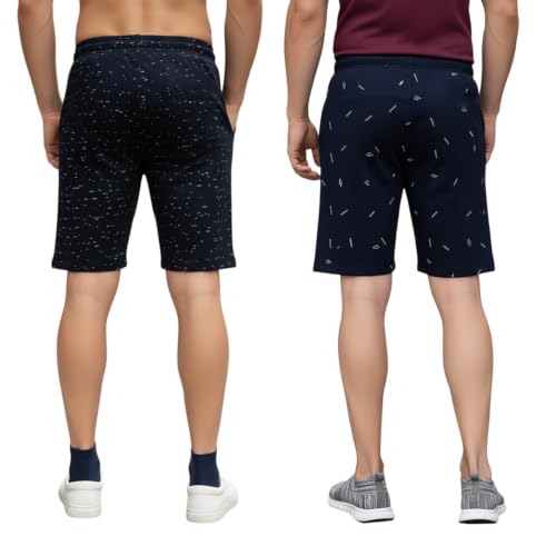 Image of GUIDE Men's Regular Fit Printed Cotton Shorts (Pack of 2)(GF Shorts-New P3 Navy P6 Navy-XL)