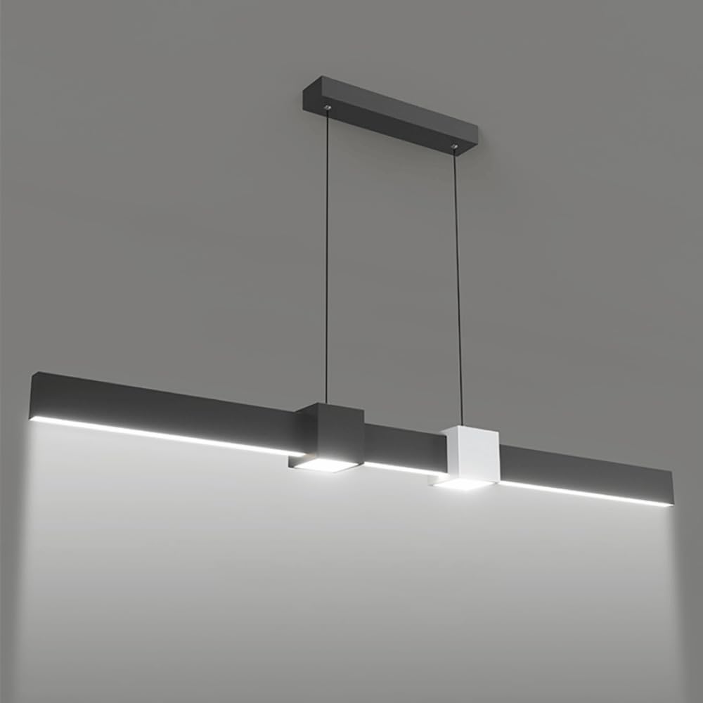 Suspension d'éclairage de salle à manger au design métallique épuré et finition acrylique