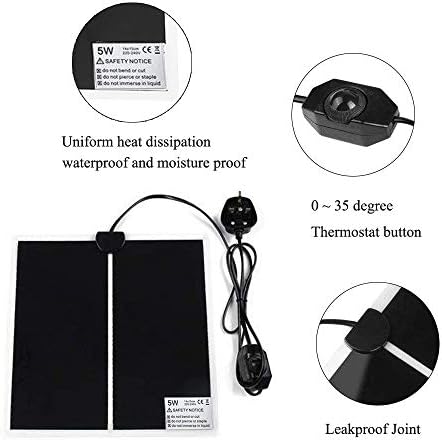 NEKOSUKI Reptile Heating Mat, 5W 5.9x5.5 inch Waterproof Reptile Heat Pad Under Tank Terrarium with Temperature Control, Safety Adjustable Reptile Heat Mat for Turtle, Tortoise, Snakes, Lizard, Gecko