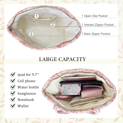 Image of Sunwel Fashion Top Zipper Floral Quilted Bag Small Tote Bag for Women