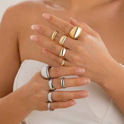 Image of Shining Diva Fashion Combo Set Gold and Silver Plated Rings for Women and Girls Stylish