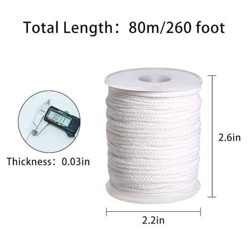 Image of 200 Foot 24 PLY Braided Candle Wick Spool for Making, DIY Craft (Normal)