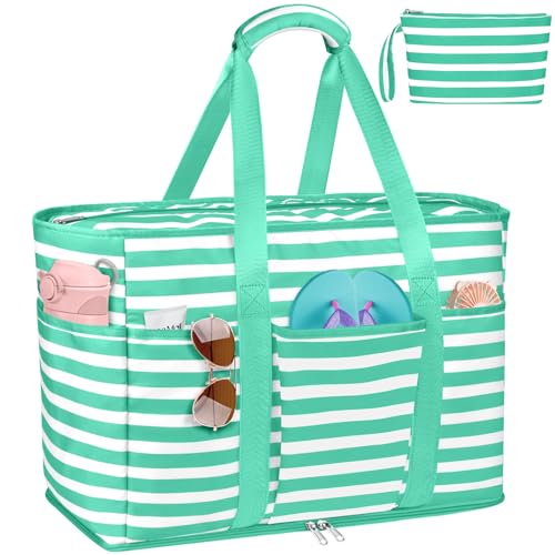 JUYANO Bolsa de Playa Grande XXL Familiar con Cremallera, Bolso Shopper de Malla para Mujer, Tote de Hombro para Viaje, Compras, Gimnasio