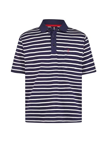 Wind Herren Polo-Hemd, Piqué, Polo-Shirt, mit Knopfleiste, gestreift, maritim Navy-weiß 5XL