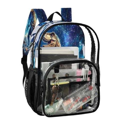 PVC Outspace Dinosaur T-rex Boys Girls School See Through Bag Clear Transparent Waterproof Backpack2