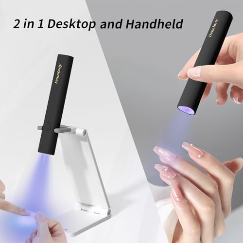 Image of UV Lamp for Gel Nails, Mini U V LED Lamp for Nails, Rechargeable with Stand, Portable Small UV Nail Lamp for Gel Nail Polish, for Curing Nail Glue & Nail Tips, Black
