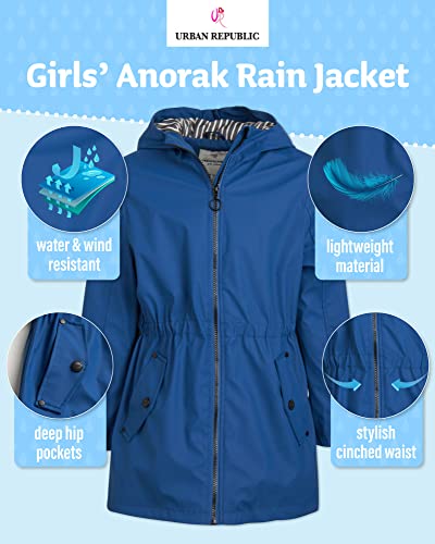 Urban Republic Girls' Raincoat - Lightweight Waterproof Anorak Trench Coat - Slicker Shell Windbreaker Rain Jacket (7-16), Size 14/16, Navy #TOP1