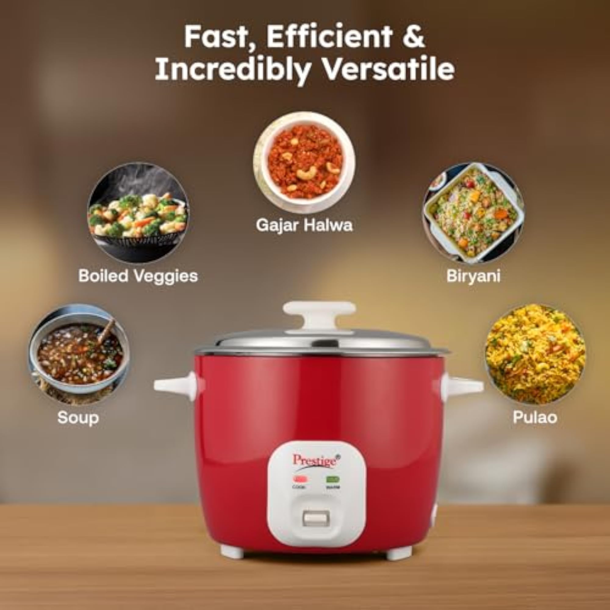 Delight Cute Electric Rice Cooker, Silky Red, 1.8L
