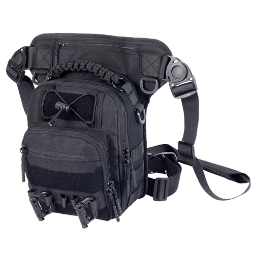 NorthClimbOtd Tactical Drop Leg Bag with Concealed Carry Holster Motorcycle Thigh Pouch for Outdoor, Hiking & EDC Gear, Black