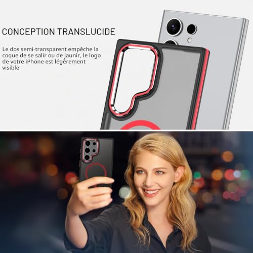 Protection Samsung S23 Ultra fine de qualité premium mate noir rouge