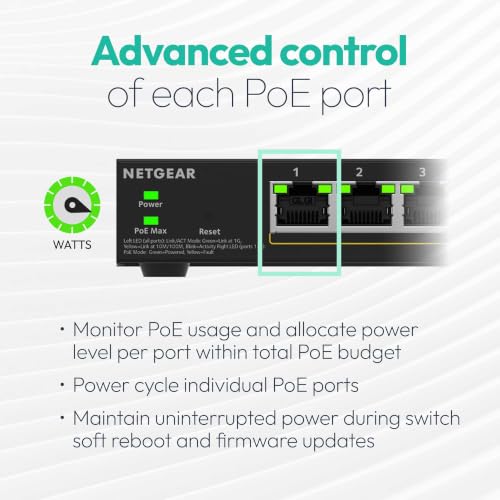 Image of NETGEAR 5-Port Gigabit Ethernet PoE+ Easy Smart Managed Switch - with 4 x PoE+ @ 63W, Fanless, Desktop or Wall Mount (GS105EP)