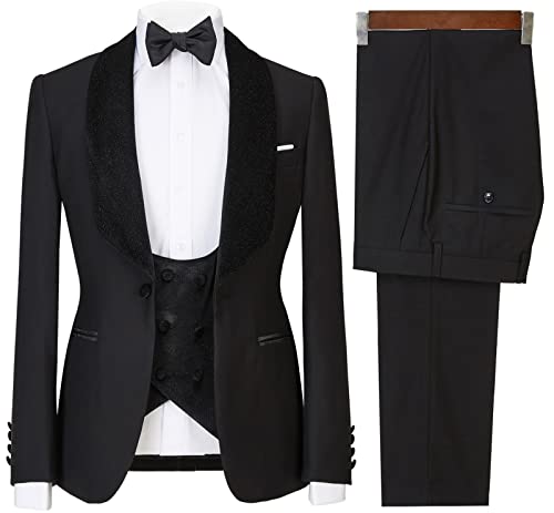 Men's 3-Piece Stylish Shawl Collar Tuxedo Suit, Solid Grey, Slim Fit, Formal Event, Young Adult Men