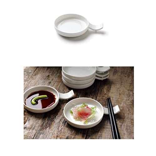 Ceramic Sauce Dish Appetizer Plates Dipping Bowls Set For Bbq Soy Sauce Ketchup Seasoning Vinegar Sushi Salad Wasabi Oil, Japanese Fine Porcelain Chopsticks Spoon Fork Rest Knife Holder, Set Of 8 #TOP1