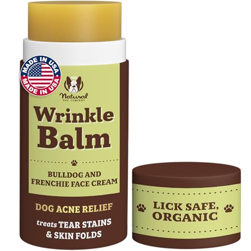 Natural Dog Company Wrinkle Balm, 2 oz. Stick, Dog Lotion for Dry Itchy Skin, Cleans Wrinkles, Yeast Infection Treatment for Dogs, Plant Based, Frenchie Dog Accessories, Made in USA