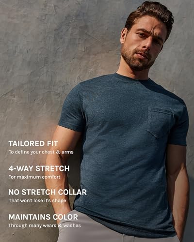 INTO THE AM Pocket T Shirts for Men S - 4XL Soft Fitted Short Sleeve Mens Pocket Tee Shirts4