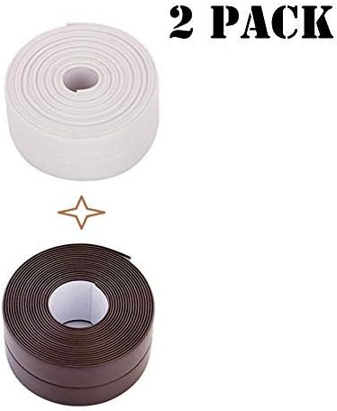 Zengest Bathtub Caulk Strip PE Self Adhesive Tub, Wall Sealing Tape Caulk Sealer 1-1/2' x 11',Brown + White
