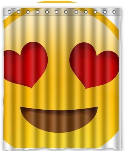 Funny Emoji Heart love Face Custom Shower Curtain 60" x 72" Bathroom Decor