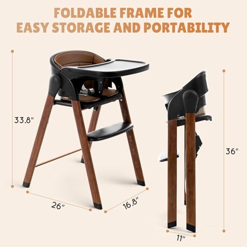 Image of Convertible High Chairs for Babies & Toddlers. 5-in-1 Adjustable High Chair with Removable Tray, Easy to Clean, Portable (Black)