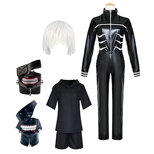 VersusModa Simil Tokyo Costume de Carnaval Cosplay Ken Anime Ghoul Masque Kaneki GHOUL01 (Masque imitation Cuir Brillant uniquement)
