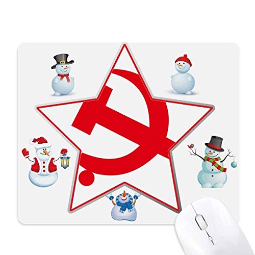 Tapis de souris Rouge Noël Étoile Bonhomme de Neige Idée Cadeau Originale Bureau