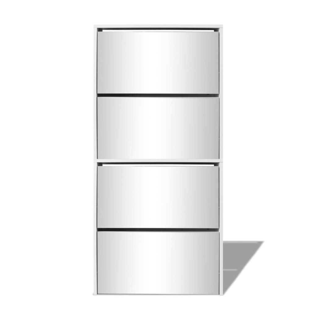 VidaXL - Mobile scarpiera, 4 ripiani, con specchio, 63 x 17 x 134 cm bianco