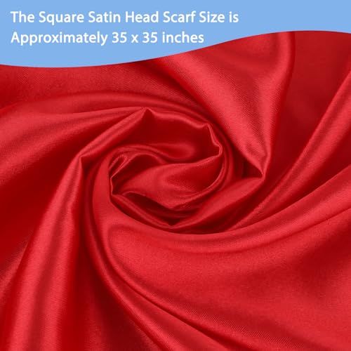 35" Large Square Satin Head Scarf, Silk Shiny Solid Color Scarves, Sleeping Wraps for Women Hair Bandana2