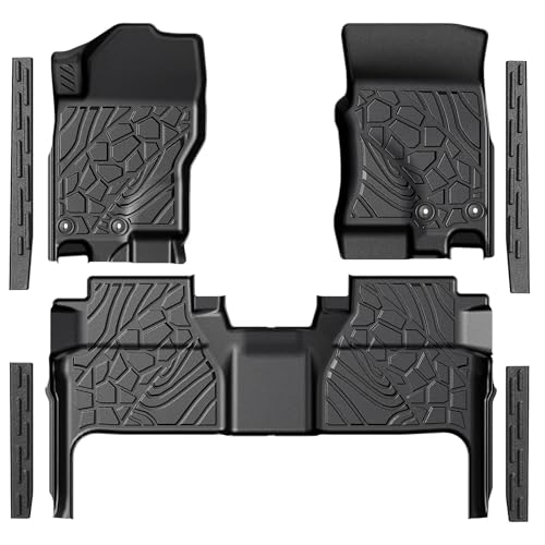 LUMWAY Floor Mats for 2022-2025 2026 Nissan Frontier Crew Cab (Not for 2nd Row with Under Seat Speaker) TPE All Weather Durable Floor Liners Door Sill Guards for Nissan Frontier Accessories