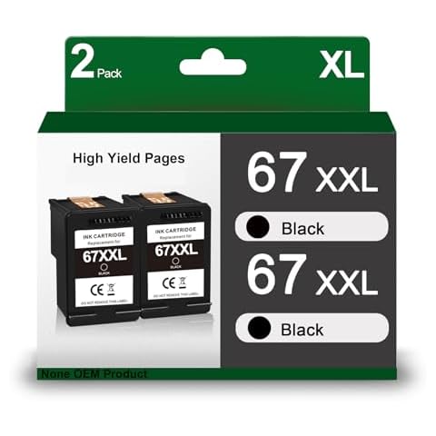 XXL 67 Black Ink Cartridge Replacement for HP 67XXL 67XL Black Ink for HP DeskJet 2700 2700e 2755e 2755 4155e 4155 Envy 6055e 6455e 6400 6055 6075 Envy Pro 6452 6458 6475 Printer (2 Black) Cover
