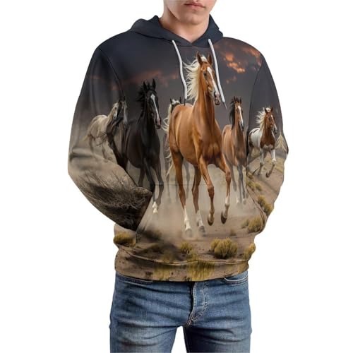 Pull à capuche cheval au galop pour vos sorties décontractées en ville - 5