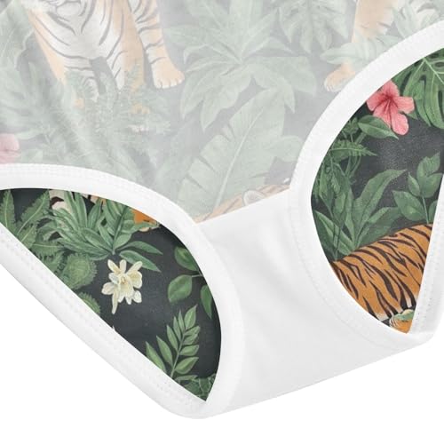 Toddler Briefs, Jungle Tigers Leaves Cotton Underwear Girls, 2T–8 Years4