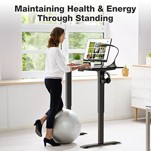 Happyard Height Adjustable Electric Standing Desk, 47 X 23 Inches Adjustable Desk W/ 4 Memory Button, Splice Board, 2 Hooks, 2 Outlet Boxes, Adjustable Height Computer Desk For Home Office, Black #TOP6
