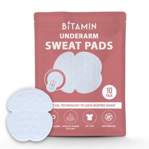 Image of Bitamin Underarm Sweat Pad for Women & Men | Invisible Armpit Sweat Pads | Summer Bridal Essentials Items | underarm pads for Women Blouse | Prevent Stain | Gel Technology to Control Odour (10 Pads)
