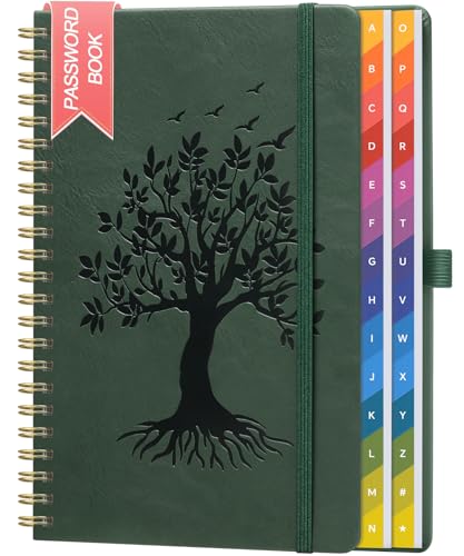 Carnet de mots de passe à spirale de 21,6 x 14 cm pour le télétravail ordonné