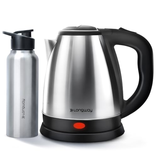 Image of Longway Kestro 2 Ltr Electric Kettle with Water Bottle Combo | Automatic Shut-Off | Durable Stainless Steel Body For Boiling | 2 Years Warranty (2, litres)