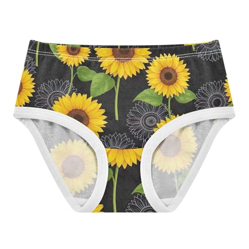 Yellow Sunflowers Black Girls Underwear Toddlers 2t Cotton Panties for Girl Animals Briefs Underpants