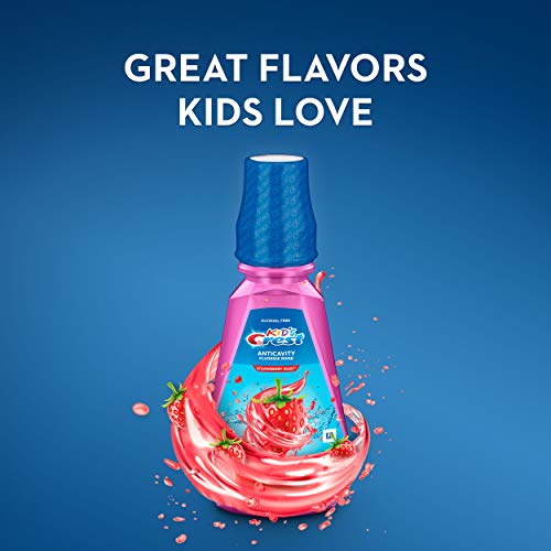 Crest Kid's Anti Cavity Fluoride Mouthwash, Alcohol Free, Strawberry Rush, 500 Ml (16.9 Fl Oz), Pack Of 4 #TOP4
