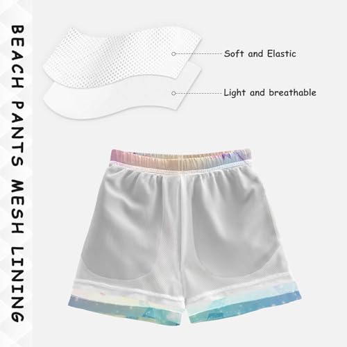 Pigsaly Boys' Swim Board Shorts Rainbow Unicorn Glitter Boy's Swim Trunks Kids Swimwear 2T4