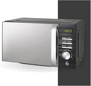 Swan SM22038BN Symphony Digital Microwave, 20L Capacity, 5 Microwave Power Levels, Defrost and Reheat Settings, 60 Minute Timer and Digital Display, 700W, Black
