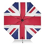 ALAZA Folding Umbrella British Flag Patriotic Compact Travel Umbrella Automatic Open Close, Inverted Umbrella for Rain Windproof Sun Umbrella UV Protection Large Portable Reverse Umbrella