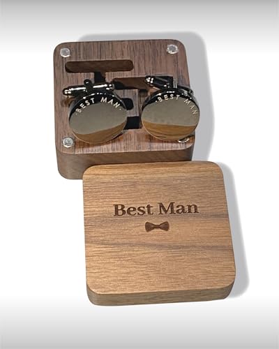 Mancuernillas con caja de madera grabada miniatura 3