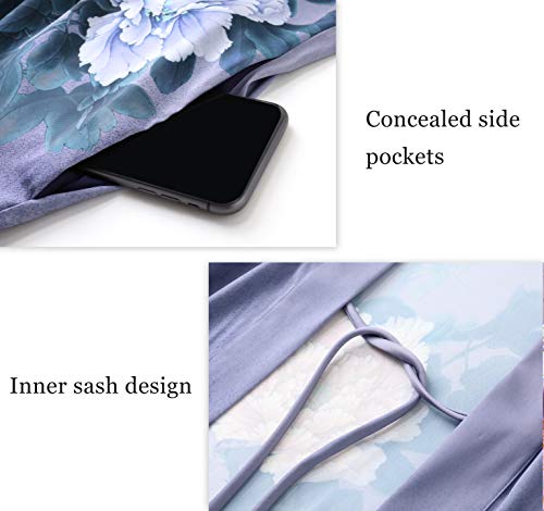 Image of PRODESIGN Kimono Robe for Women - Long Satin Sleepwear Silky Kimono Cover-Up Nightgown Japanese Bathrobe Loungewear Blouse