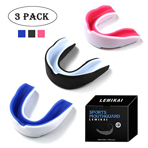 LEMIKAI Youth Mouth Guard Sports Mouth Guard for Kids Double Colored Kids Gum