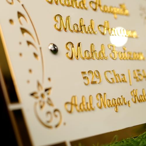 Image of Customized Water Weather Proof Acrylic Name Plate for Home | Acrylic Personalized Door Name Plate | Custom Name Board for House, Office & Entrance (15 x 10 Inch, White & Golden)