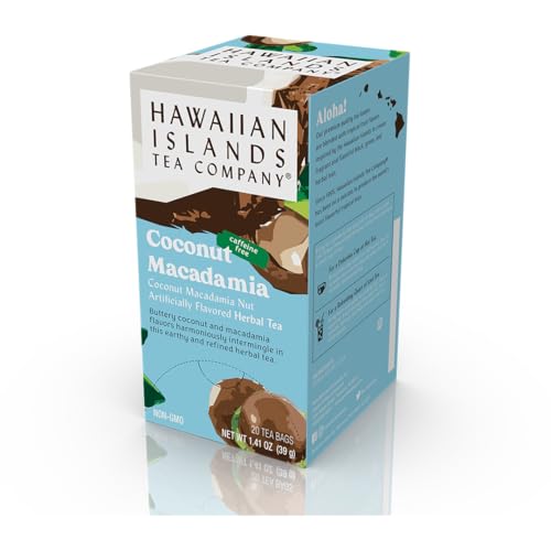 HAWAIIAN ISLANDS TEA COMPANY Coconut Macadamia Herbal Tea, All Natural - 20 Teabags (1 Boxes)