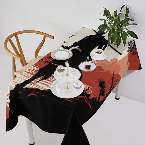 Nappe rectangulaire table de samouraï lin rustique anti-tache 140x140