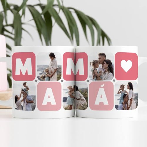 Imagen de Transparent Gift Taza Personalizada con Cinco Fotos Cubos Corazón