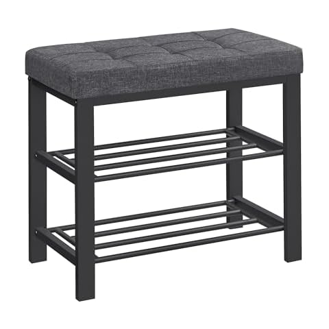 SONGMICS 3-Tier Shoe Bench with Padded Seat Cover