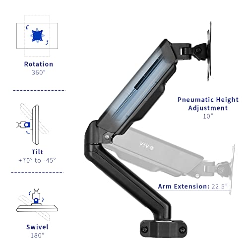 VIVO Universal Full Motion Pneumatic Pole Mount Arm for 17 to 32 inch Monitor Screens, 75mm and 100mm VESA Plate, Black, MOUNT-POLE05O - Thumbnail 4