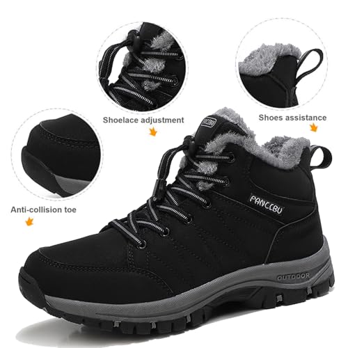 Image of Mens Winter Boots Casual Lightweight Waterproof Snow Boots Anti-Slip Fur Lined Trekking Backpacking Hiking Boots