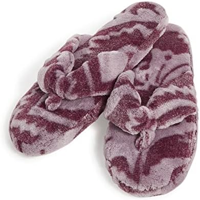 Vera Bradley Women's Fleece Flip Flop Slippers, Java Mulled Wine Tonal, Large (US Women's Size 9-10)